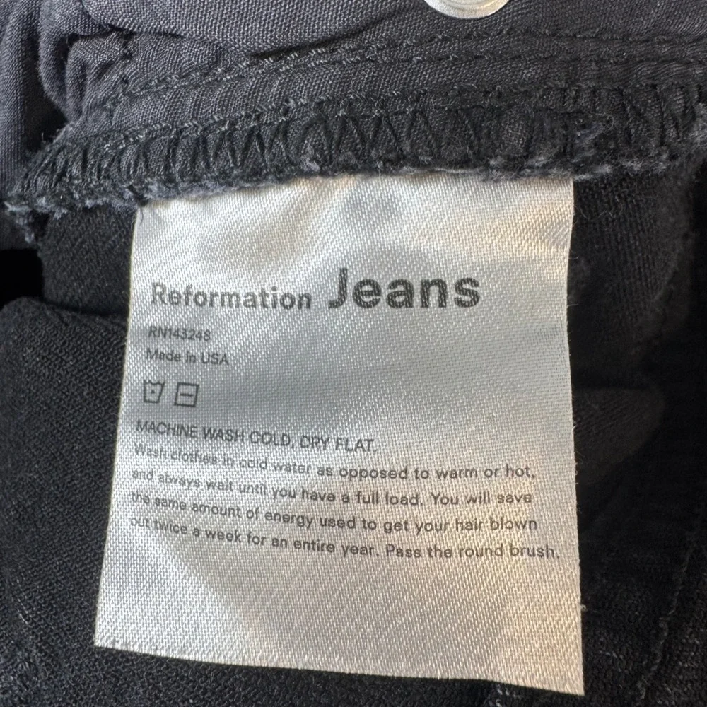 Reformation High & Skinny Crop Jeans Avalon Wash Black Denim Size 25 LY842